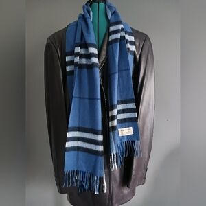 Men Burberry Plaid  100% Cashmere Scarf, 72" X 12"